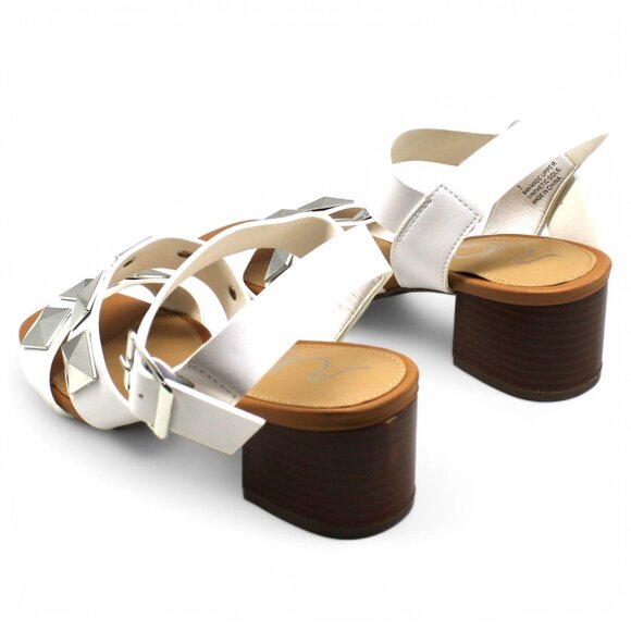 Womens Faux Leather Open Toe Block Heel - Picture 7 of 8